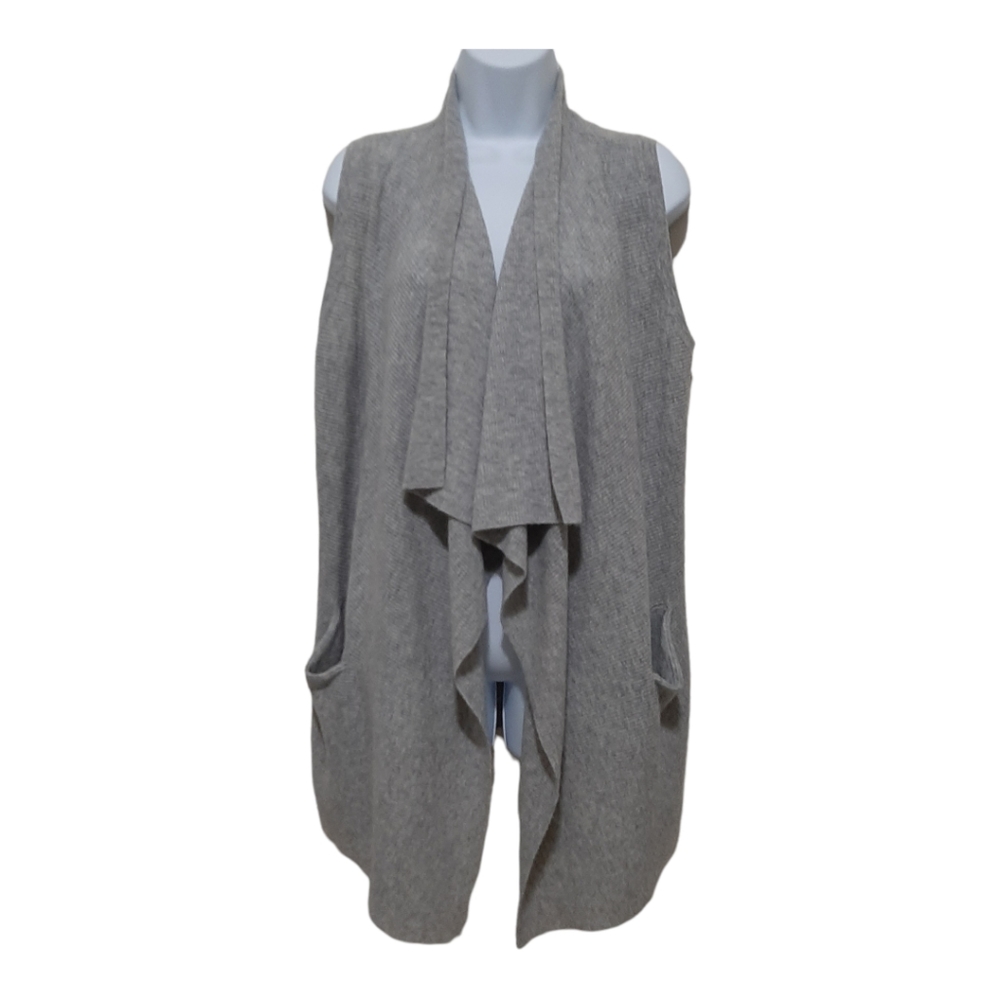 Vince Cashmere Wool Sleeveless Open Cardigan Gray Size Small